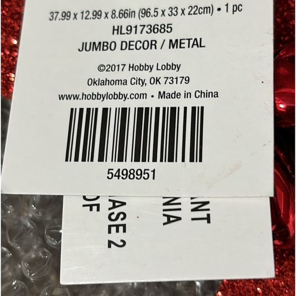 NWT 2017 HOBBY LOBBY JUMBO METAL GLITTER PEPPERMINT JINGLE BELL BOW DECOR - Picture 9 of 13